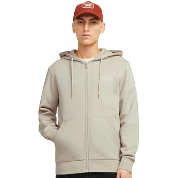 Толстовка JJECORP LOGO SWEAT ZIP HOOD NOOS Jack & Jones 12265177-Moonbeam S Бежевий (5715605830543)