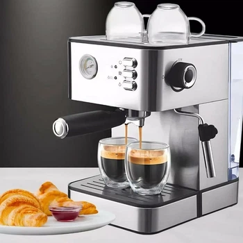 Кофеварка рожковая Hoffmans НМ-686 1500W Кофемашина эспрессо с функцией вспенивания молока