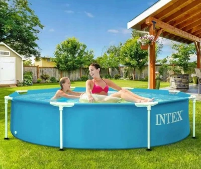 Бассейн Intex 28205 каркасный Metal Frame Pool, круглый, 244 х 51 см, 1828 л, трехслойный ПВХ + оцинкованные стальные трубы, для всей семьи, голубой