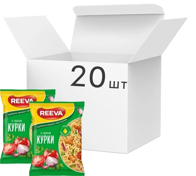 Упаковка вермишели быстрого приготовления Reeva со вкусом курицы 60 г x 20 шт (4820179256840)