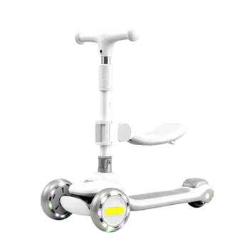 Самокат детский 2в1 KYS-2024 с сидением складной LED колеса музыка Bluetooth ABEC-7 регулируемая высота руля до 60 кг 1.5+ лет белый