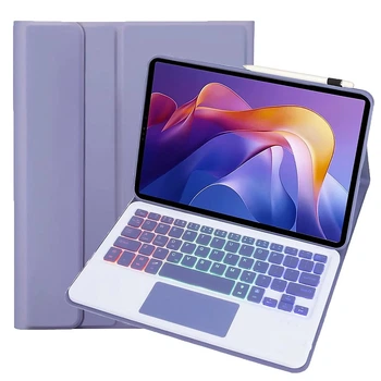 Чохол із Bluetooth - клавіатурою Magnet Flip Cover для Xiaomi Redmi Pad 2 Pro / Poco Pad M1 з RGB підсвіткою, тачпадом та мишкою blue