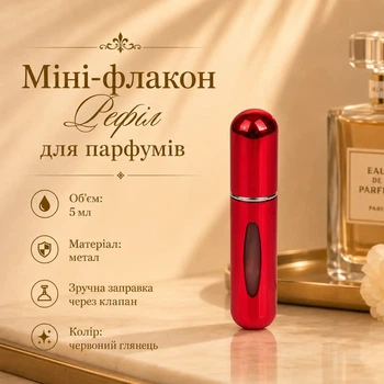Мини-флакон Рефил для духов 5мл (красный глянец)