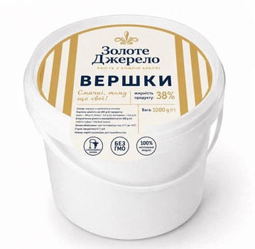 Вершки Пастерізовані 38% ТМ Золоте Джерело