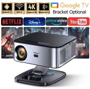 Портативний проектор HORLAT T09MAX 40000 Lumen 4K Google TV | Автофокус | Wi-Fi 6 | Bluetooth 5.2 | З підставкою