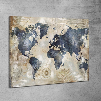 Картина на полотні з картою світу - «Platinum World Map» - 30х40 см