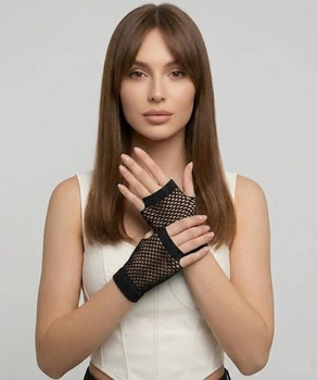 Короткі сіточні мітенки рукавички Honey Fashion Accessories XS/S/M чорний (7-79)