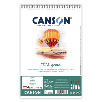 Альбом для эскизов и рисунка на спирали CíGRAIN А4 (21х29,7см) 224г/м2 30л белая бумага Canson