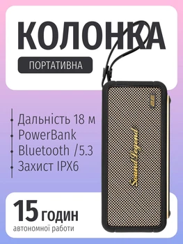 Портативная колонка аккумуляторная с функцией Повербанка и RGB-подсветкой 2E SoundLegend акустическая система PowerBank на аккумуляторе с защитой от воды IPX6 и функцией TWS BT 5.3, 80 Вт Черный
