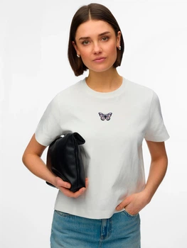 Футболка хлопковая женская Vero Moda 10311633 XS Snow White/Butterfly (5715871669922)
