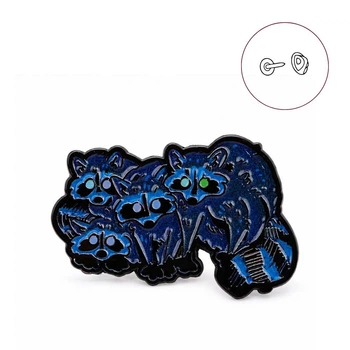 Значок-пин BROCHE брошь бижутерия Животные Еноты Хвостатая Компания синий BRGV115480