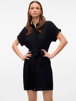 Платье-рубашка короткое летнее женское Vero Moda 10302043 L Black (5715518303202)