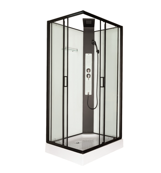 Душовий бокс INSANA Ester 100 (XW9811) 80×100×215 см, прямокутний, з мілким піддоном 15 см, чорний профіль, гідромасаж