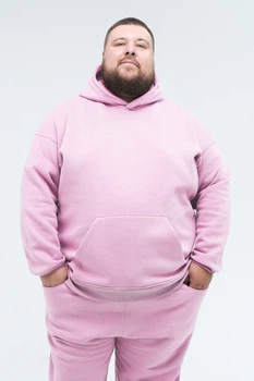 Худі оверсайз чоловічий Plus Size Pink 8XL