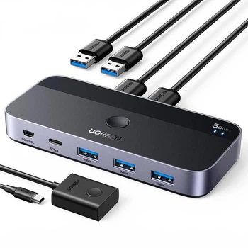 Спліттер UGREEN CM662 USB 3.0 Sharing Switch 2 In 4 Out Black (15705)
