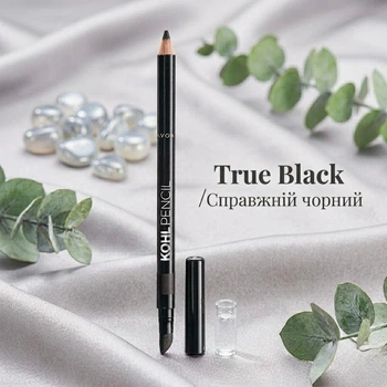 Карандаш для глаз Avon Kohl Pencil True Black / Настоящий черный с спонжем для растушевки