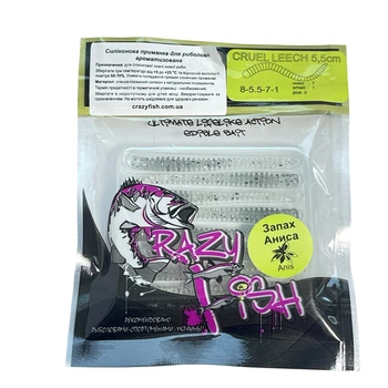 Приманка Crazy Fish Cruel leech 2.2" 8-55-7-1 анис упак (8шт),8-55-7-1