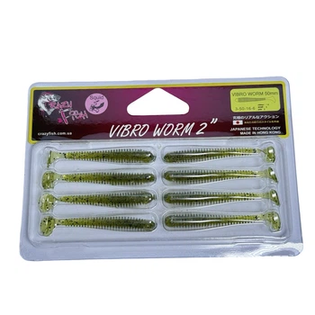 Приманка Crazy Fish Vibro worm 2" 3-50-16-6 смак кальмар уп. (8шт),3-50-16-6