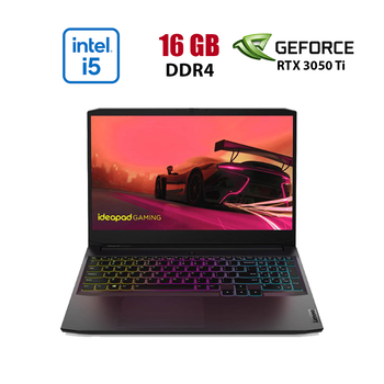 Ігровий ноутбук Lenovo IdeaPad Gaming 3 15IHU6 / 15.6" (1920x1080) IPS / Intel Core i5-11300H (4 (8) ядра по 2.6 - 4.4 GHz) / 16 GB DDR4 / 512 GB SSD / nVidia GeForce RTX 3050 Ti, 4 GB GDDR6, 128-bit / WebCam б/в