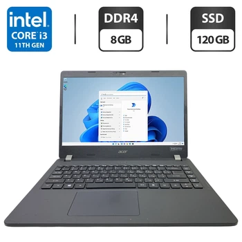 Ультрабук Б-класс Acer TravelMate P214-52 / 14" (1920x1080) TN / Intel Core i3-10110U (2 (4) ядер по 2.1 - 4.1 GHz) / 8 GB DDR4 / 120 GB SSD / Intel UHD Graphics / WebCam б/у