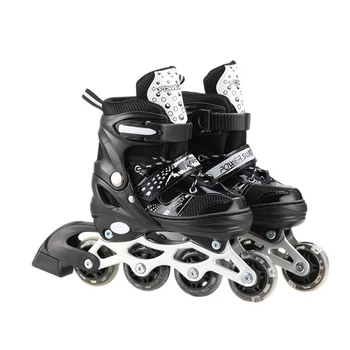 Роликовые коньки RL2501(Black) колеса PVC, размер S (30-33), со светом