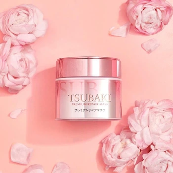 Восстанавливающая маска для волос премиум с ароматом камелии Shiseido TSUBAKI Premium Repair Mask Pink Version 180g