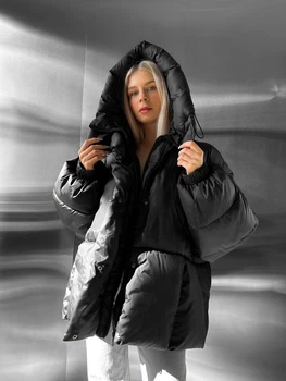 Жіноча куртка зимова чорна базова L-XL (369683)