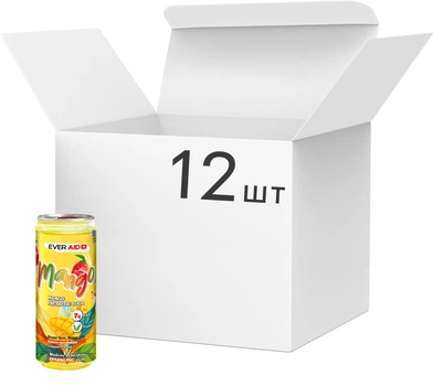 Упаковка безалкогольного слабогазованого напою Ever Aid Mango Prebiotic Soda 0.33 х 12 банок (14820183003239)
