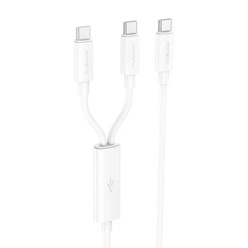 Кабель для зарядки Foneng XS10 Type-C 3A Type-C на Type-C + Type-C 60W 1.2 м 2-в-1 универсальный смарт интернет шнур для быстрой зарядки айфона iPhone телефона ноутбука смартбука павербанка роутера шнуры для ноутбуков смартфонов и планшетов белый
