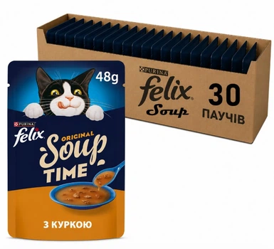 Влажный корм для кошек Felix Soup с курицей (30х48г)