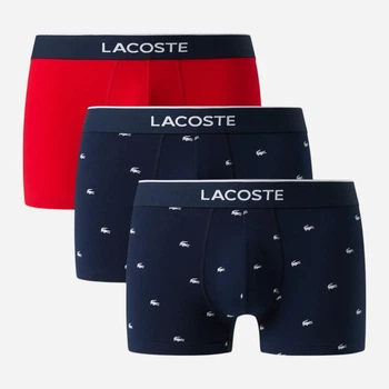 Набір трусів боксерів чоловічих бавовняних Lacoste 210541274 2XL 3 шт Синій/Червоний (1159862081)