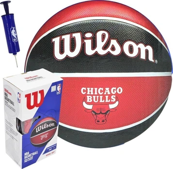М'яч баскетбольний в подарунковій коробці + насос Wilson NBA TEAM TRIBUTE BSKT CHI BULLS S size 7 (WZ4021501XP)