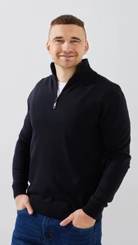 Джемпер однотонний чоловічий GENUA G01205-0001 2XL Темно-синій shop (2000999472244)
