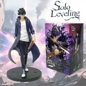Коллекционная аниме фигурка Solo Leveling Sung Jin Woo в длинном плаще с кинжалом (Только я возьму новый уровень / Solo Leveling: Arise), 18 см