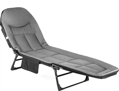 Шезлонг-кровать туристический Outtec Sun Zen раскладной мягкий с матрасом серый
