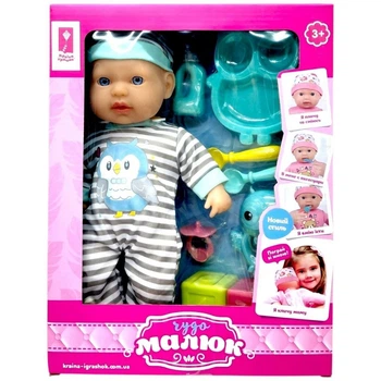 Пупс "Чудо Малюк", мʼяконабивний, муз, аксес короб. 25*10*33 см Країна іграшок (296742)
