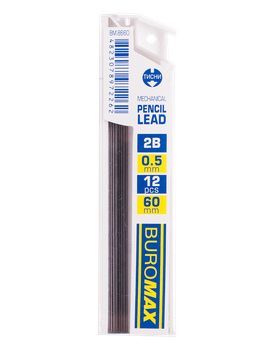 Стрижень для механічного олівця Buromax 2B 0,5мм 12 шт (BM.8660)
