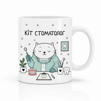 Подарунок для стоматолога чашка Mimo з приколом для стоматолога Сьо ти від мене хоцесь?
