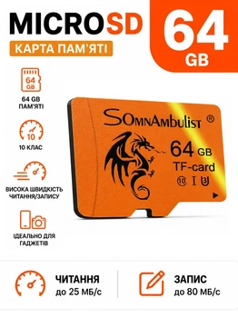 Карта памяти microSD 64 GB Class 10 A1 для смартфонов планшетов фотоаппаратов видеорегистраторов камер флешка MicroSDHC 64 Гб