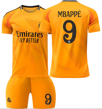 Футбольна форма дитяча Mbappé (Мбаппе) 9 Real Madrid (Реал Мадрид), сезон 24/25, 26 розмір, ріст 140-145 см, помаранчева