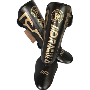 Защитные накладки на ноги для бокса и саньда MUAYTHAI DRACULA, защитная экипировка для взрослых и детей для занятий муай-тай и тхэквондо, черно-золотые, размер M.