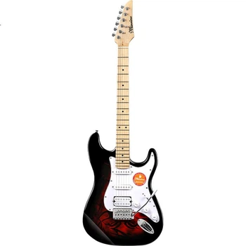 Электрогитара Minsine Magic Sound/Live Flame Red Advanced Single Tremolo с учебными материалами для начинающих и среднего уровня в комплекте.