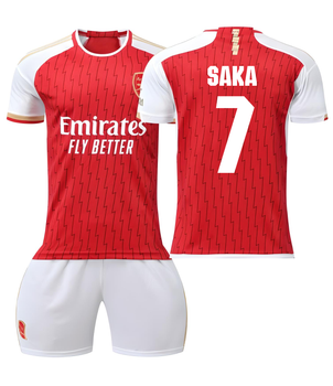 Форма футбольная детская Saka (Сака) 7 Arsenal (Арсенал), сезон 24/25, 26 размер, рост 140-145 см, бело-красная