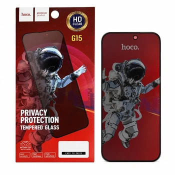 Защитное стекло антишпион на iPhone 16 Pro / iPhone 17 Hoco HD Privacy приватное затемненное 3D (ЕС-2235I17PB)