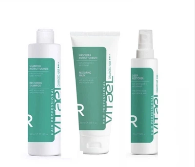 Набір VITAEL DAMAGED Hair Restoring TRIO шампунь маска спрей для відновлення пошкодженного волосся300/250/150 мл