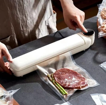 Кухонный вакуумный упаковщик для пищевых продуктов LC-801 Белый Бытовой электрический вакууматор с сенсорным дисплеем
