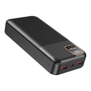 Повербанк 20000 mAh 22.5W зі швидкою зарядкою PD/QC Remzona Extrinity 20X для телефона apple айфона samsung універсальний повер банк 20 000 потужний портативний пауербанк для iphone самсунг роутера планшета смартфона павербанк чорний з Type-C + кабель