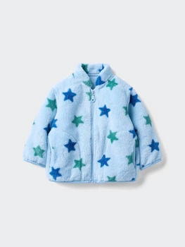 Дитяча хутряна куртка UNIQLO з принтом 1159862563 (Блакитний 12-18М) на зріст 75-85 см