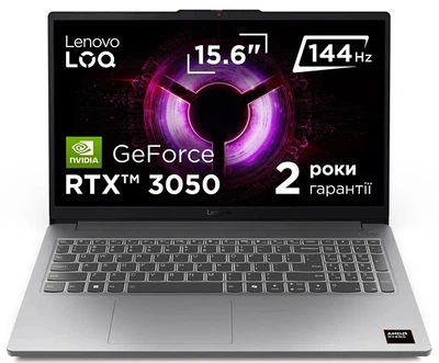 Ноутбук LENOVO 15.6" LOQ (1920х1080, IPS, 144Hz) /AMD R5-150 /16GB /SSD 512GB /RTX3050-6GB /DOS