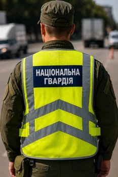 Світловідбивний жилет з написом "Національна Гвардія" 60 Сітка лимонний